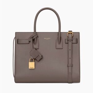 Saint Laurent Sac de Jour Gray neutral Leather Tote Bag small